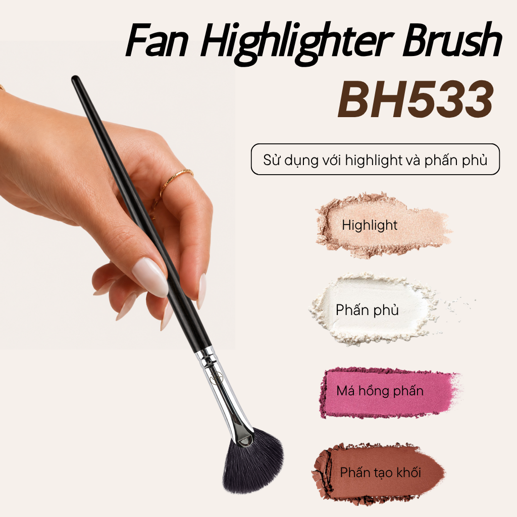 Cọ Quạt Highlight BH Cosmetics Fan Highlighter Brush BH533